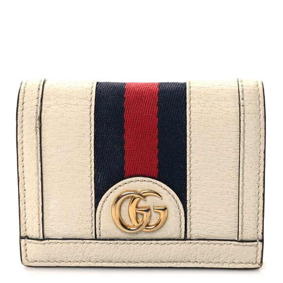 Gucci Textured Calfskin Web Ophidia Card Case in Mystic White with Dust Bag - Picture 2 of 12